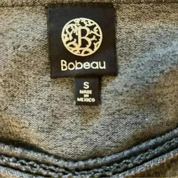 Bobeau ribbed sleeve oversize fit thin sweater in gray & black size small - Picture 2 of 15
